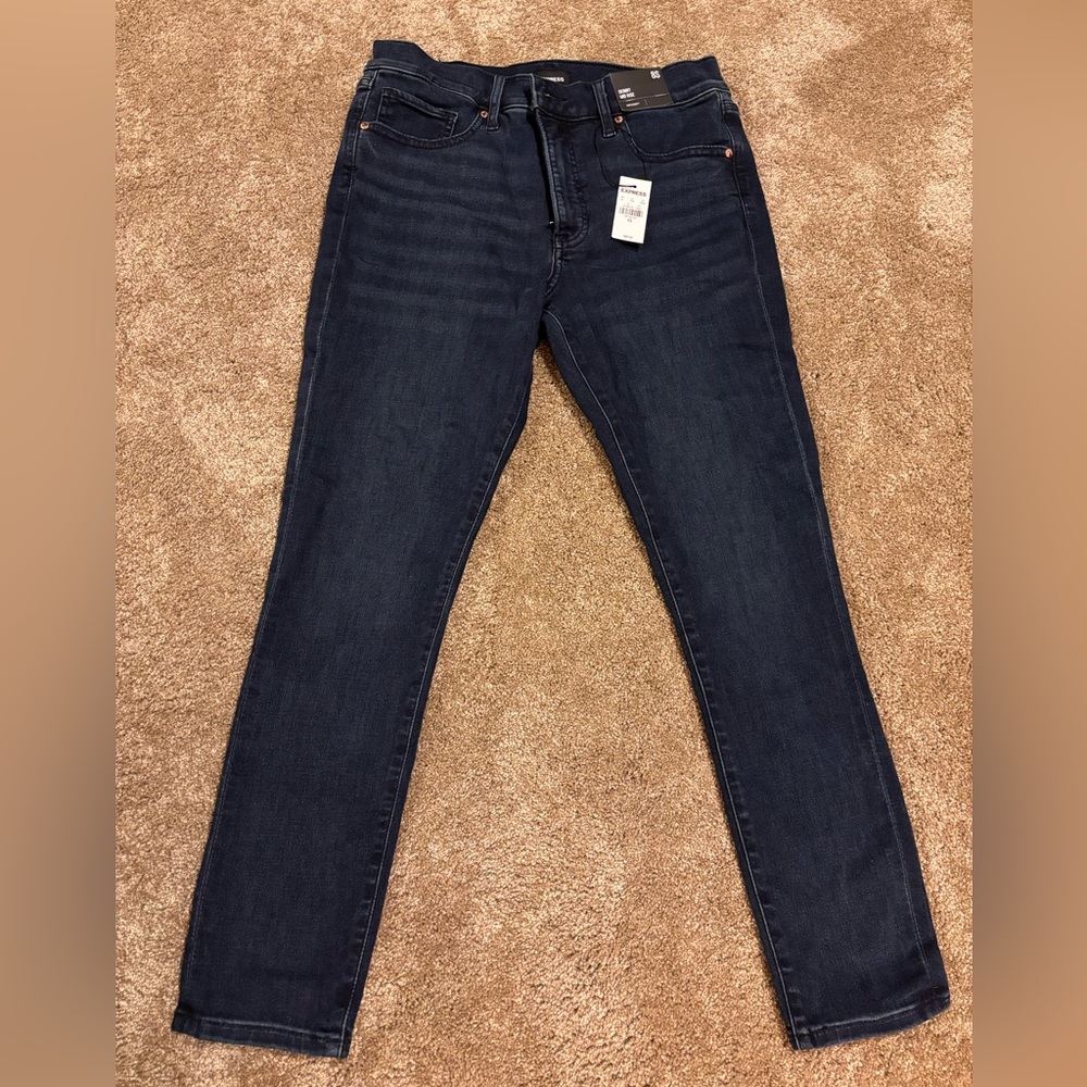 Express Blue Skinny Jeans with Rivets and Belt Loops